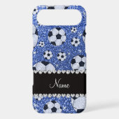 Personalized name blue glitter soccer balls iPod touch 5G cover (Back)