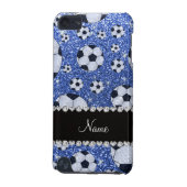 Personalized name blue glitter soccer balls iPod touch 5G cover (Back)