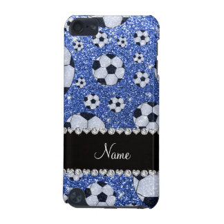 Personalized name blue glitter soccer balls iPod touch 5G cover