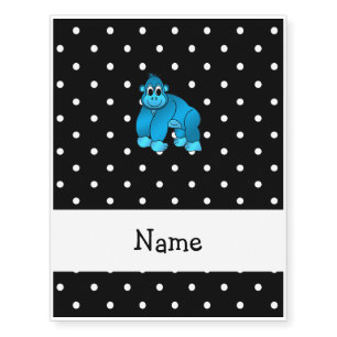 Personalized name blue gorilla black dots temporary tattoos