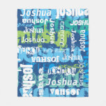 Personalized Name Blue Green Subway Art Fleece Blanket at Zazzle