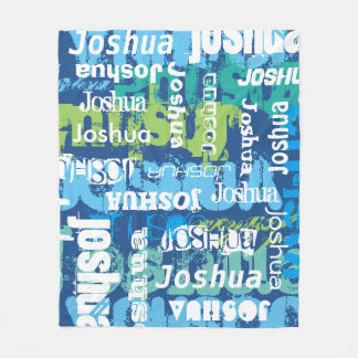 Personalized Name Blue Green Subway Art Fleece Blanket