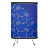 Personalized name blue hockey pattern tripod lamp (Left)