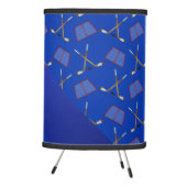 Personalized name blue hockey pattern tripod lamp (Right)