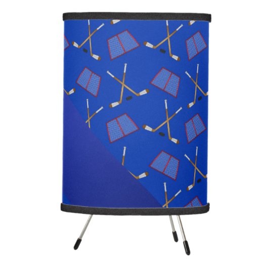 Personalized name blue hockey pattern tripod lamp (Right)