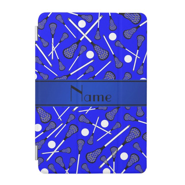 Personalized name blue lacrosse iPad mini cover (Front)