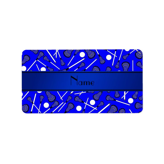 Personalized name blue lacrosse label (Front)