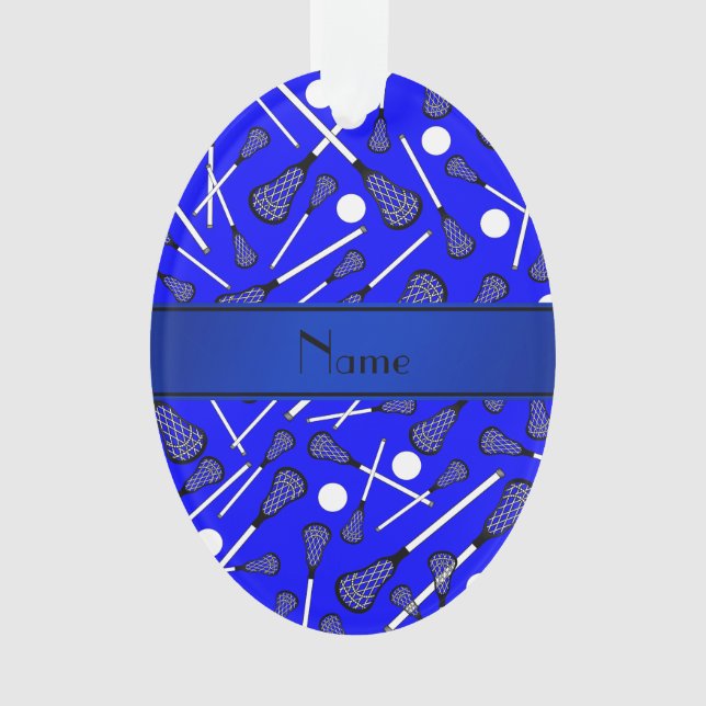 Personalized name blue lacrosse ornament (Front)