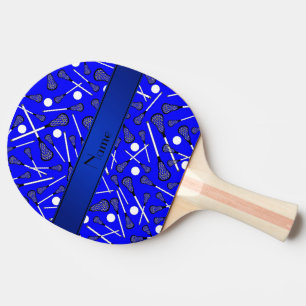 Personalized name blue lacrosse Ping-Pong paddle