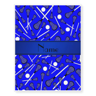 Personalized name blue lacrosse temporary tattoos
