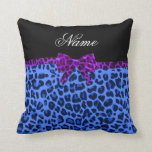 Pillows Purple Leopard Bow Black Pink Silver Rose Pillow | Zazzle