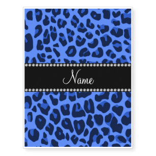 Personalized name blue leopard print temporary tattoos