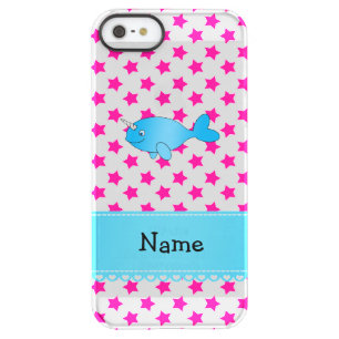 Personalized name blue narwhal pink stars permafrost iPhone SE/5/5s case