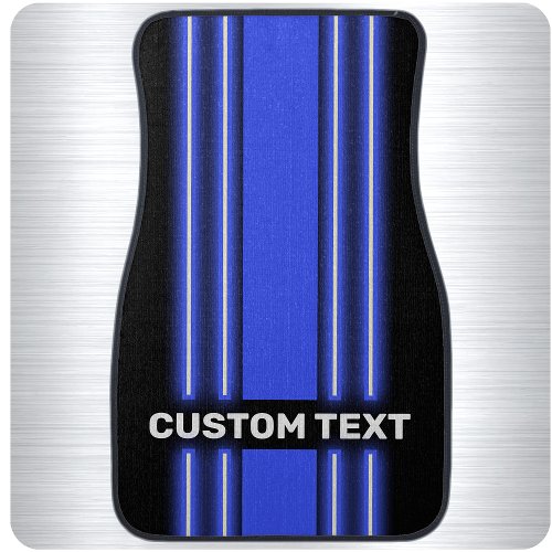 Personalized NAME Blue Neon Style Racing Stripes Car Floor Mat