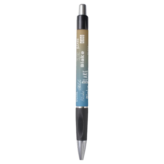 Personalized Name Blue peach sunset   Pen (Front Vertical)
