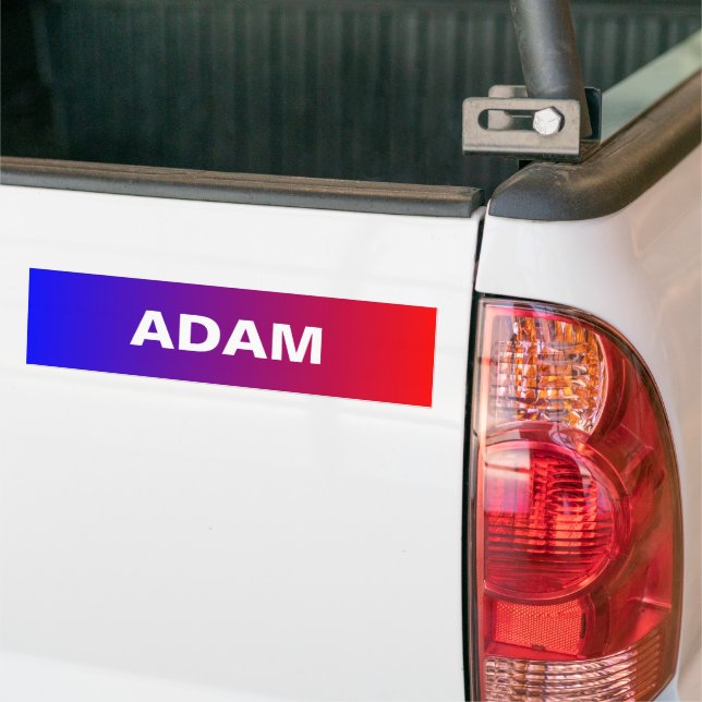 Personalized Name, Blue Red Car Bumper Sticker (On Truck)