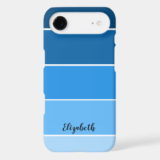 Personalized Name Blue Stripe Color Palette Chip iPhone 17 Air Case