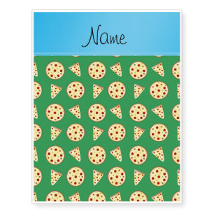 Personalized name blue stripe green pizzas temporary tattoos