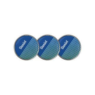 Personalized Name Blue Striped Modern Golf Ball Marker