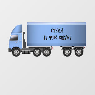 Personalized Name Blue Truck Wall Decal