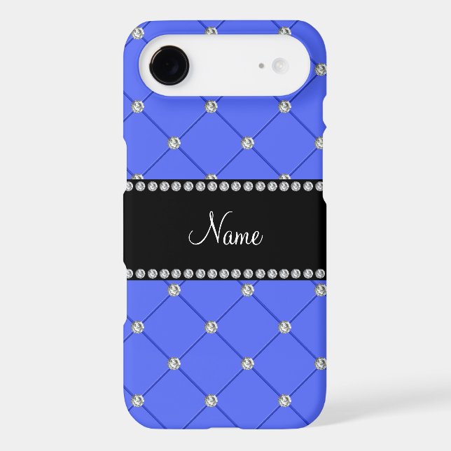 Personalized name blue tuft diamonds Case-Mate iPhone case (Back)