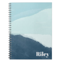 Personalized Name, Blue Watercolor Notebook