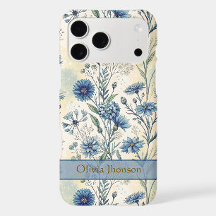 Personalized Name Blue Wildflowers iPhone 17 Pro Max Case