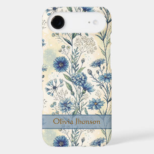 Personalized Name Blue Wildflowers iPhone 17 Air Case