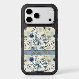 Personalized Name Blue Wildflowers iPhone 17 Pro Max Case