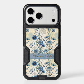 Personalized Name Blue Wildflowers iPhone 17 Pro Max Case