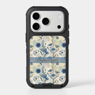 Personalized Name Blue Wildflowers iPhone 17 Pro Case