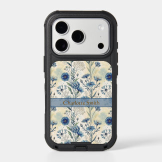 Personalized Name Blue Wildflowers iPhone 17 Pro Case