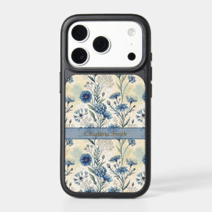Personalized Name Blue Wildflowers iPhone 17 Pro Case