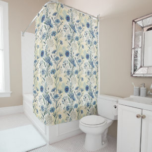 Personalized Name Blue Wildflowers Shower Curtain
