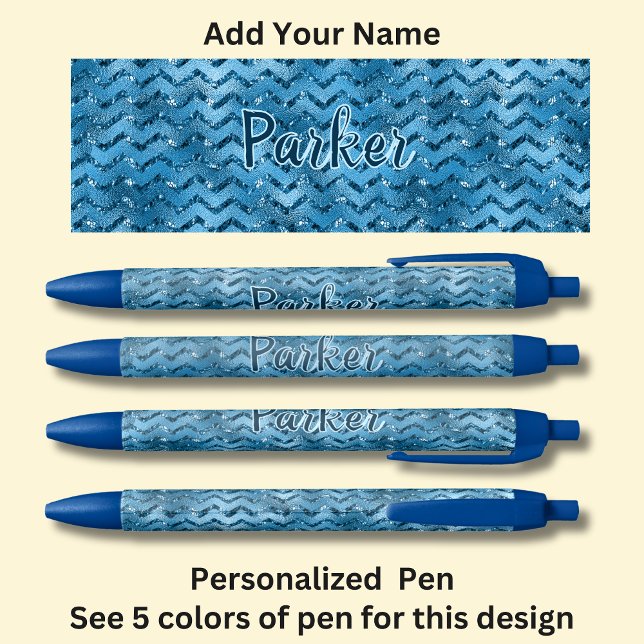 Personalized Name, Blue Zig Zag Design Pen (Creator Uploaded)