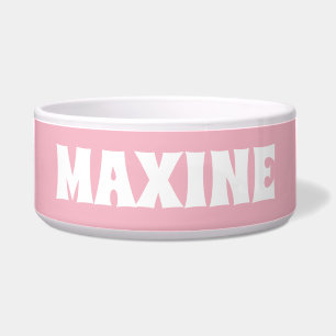 Personalized Name Blueish Teal  and White Dog Bowl