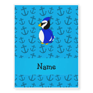 Personalized name bluejay blue anchors pattern temporary tattoos