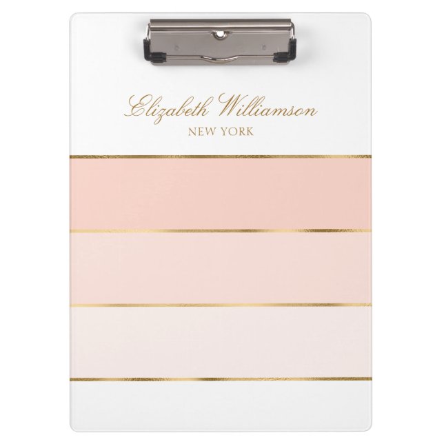 Personalized Name Blush Pink Gold Clipboard (Front)