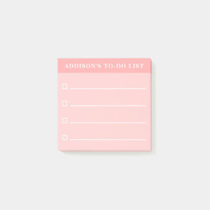 Personalized Name Blush Pink To Do List Post-it Notes