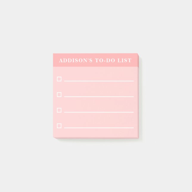 Personalized Name Blush Pink To Do List Post-it Notes (Front)