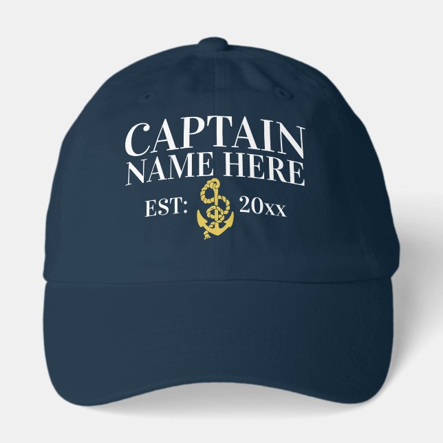 Personalized Name Boats Captain  Hat (Front)