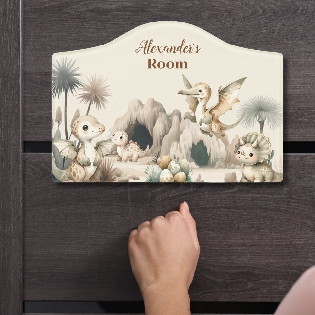 Personalized Name Boho Cute Dinosaur Door Sign (Creator Uploaded)