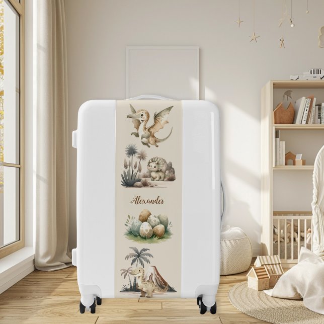 Personalized Name Boho Cute Dinosaur Luggage (Creator Uploaded)