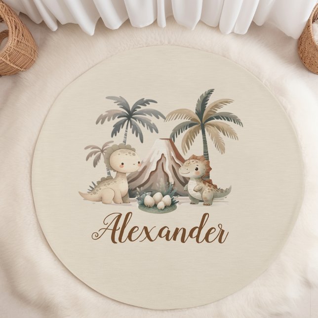 Personalized Name Boho Cute Dinosaur Rug (Creator Uploaded)