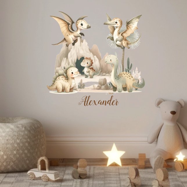 Personalized Name Boho Cute Dinosaur Wall Decal (Creator Uploaded)
