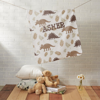 Personalized name boho dino themed baby boy  blanket