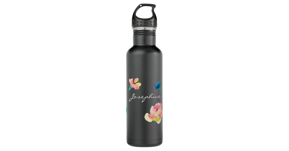 Personalized Name Boho Flower Watercolor Painting Stainless Steel