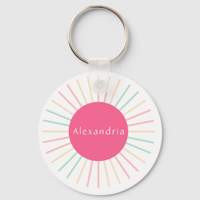 Personalized Name Boho Pink Keychain (Front)