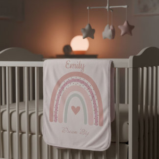 Personalized name Boho Rainbow Baby Blanket
