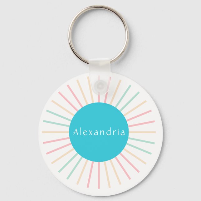 Personalized Name Boho Teal Keychain (Front)